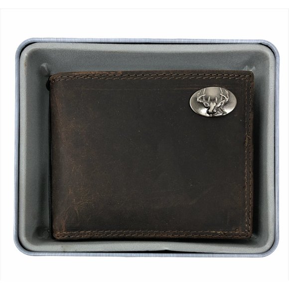 Zep Pro Crazy Horse Leather Buck Bi-Fold Wallet